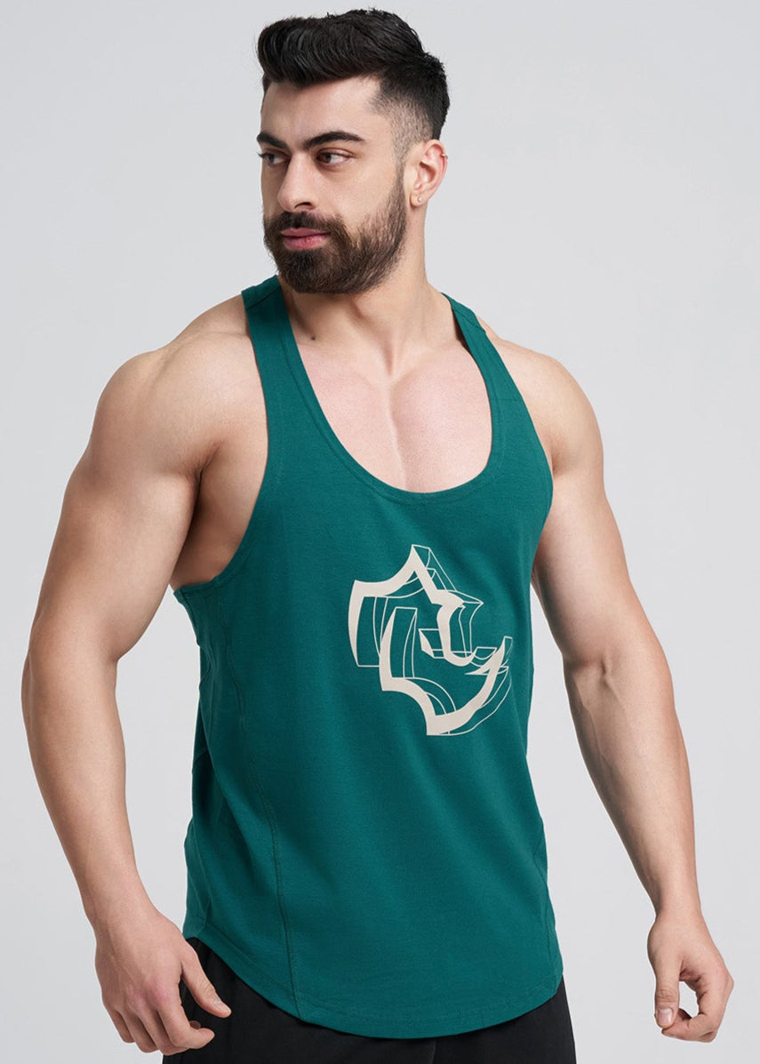 SLIM FIT Tshirts 3D RHINO STRINGER - STORMY GREEN