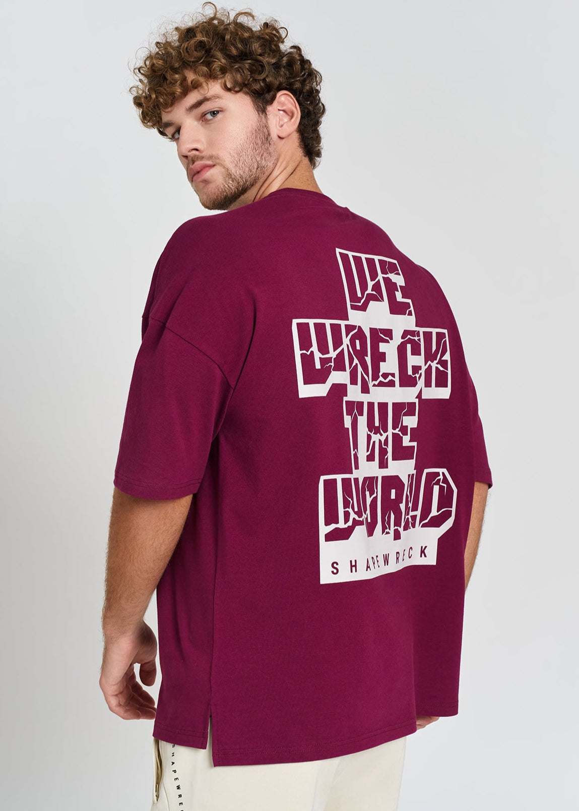 CRUSHED PLUM Tshirt WRECK THE WORLD OVERSIZED TEE