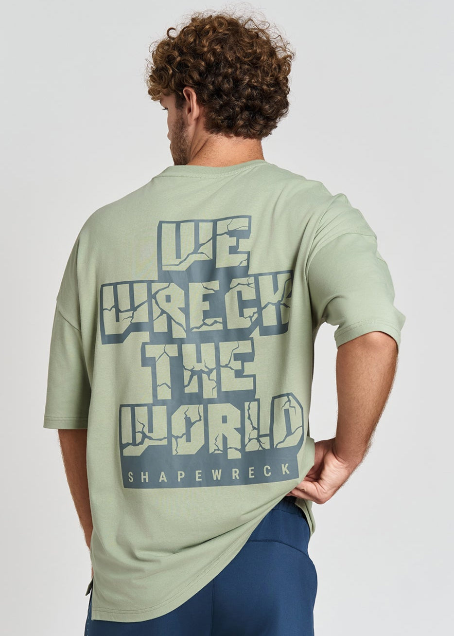 DUSTY SAGE Tshirt WRECK THE WORLD OVERSIZED TEE
