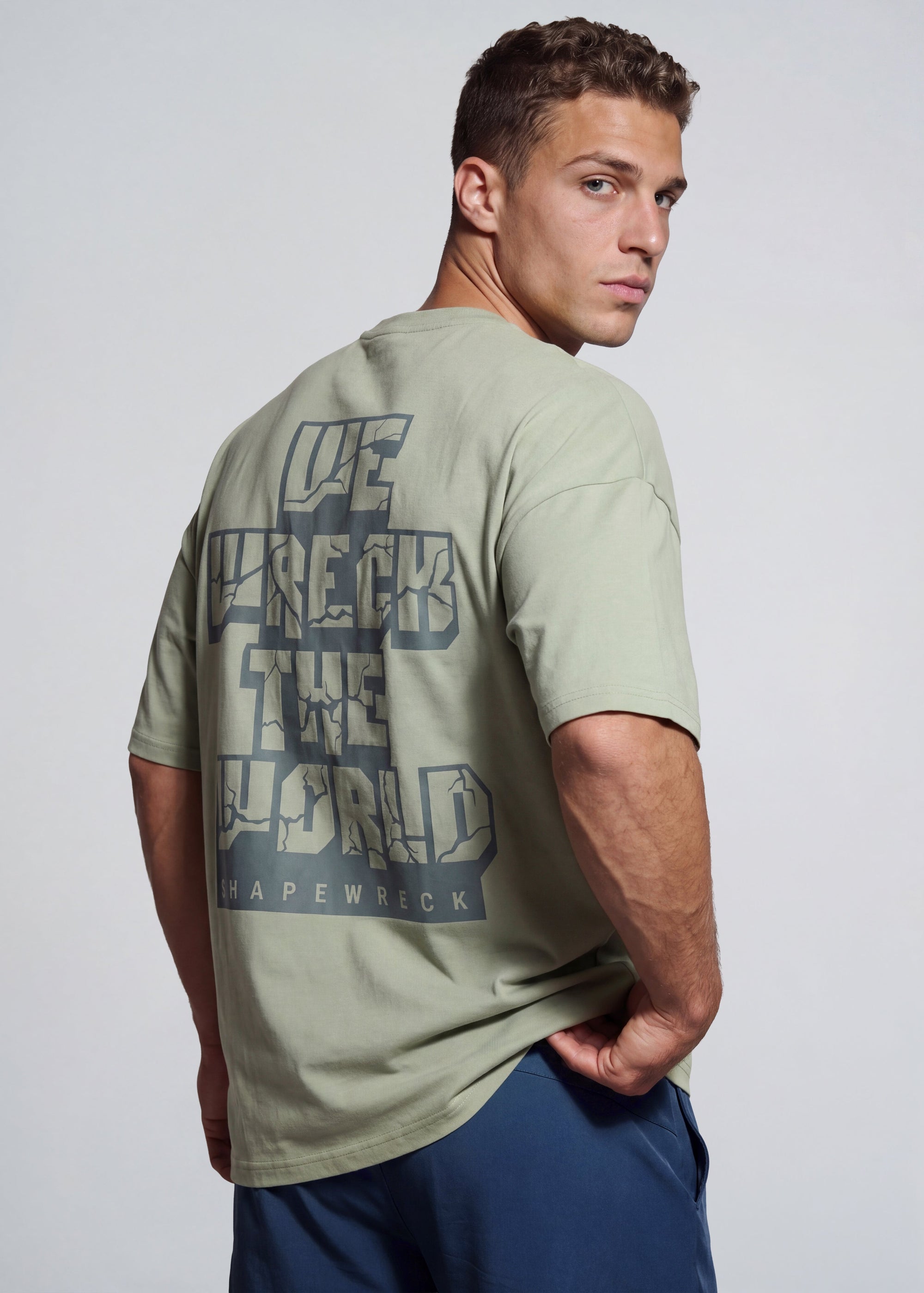 DUSTY SAGE Tshirt WRECK THE WORLD OVERSIZED TEE