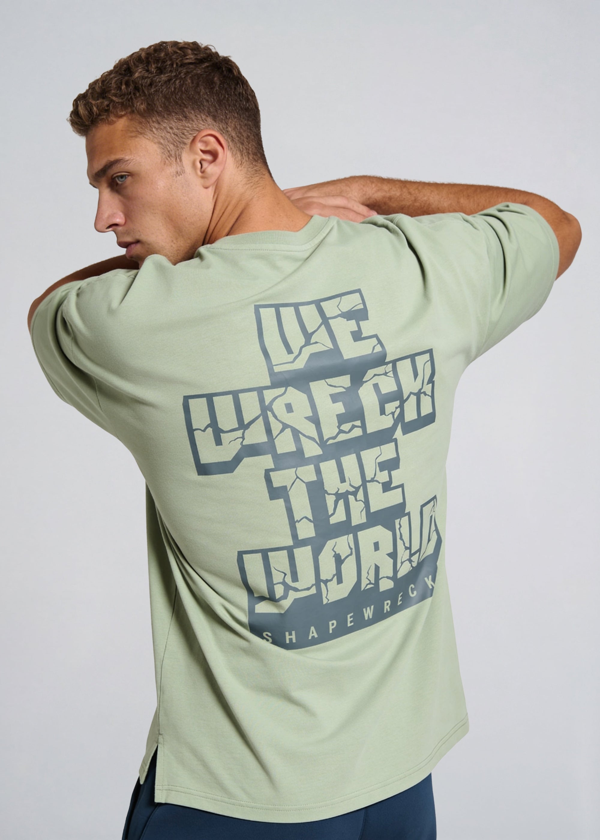 DUSTY SAGE Tshirt WRECK THE WORLD OVERSIZED TEE