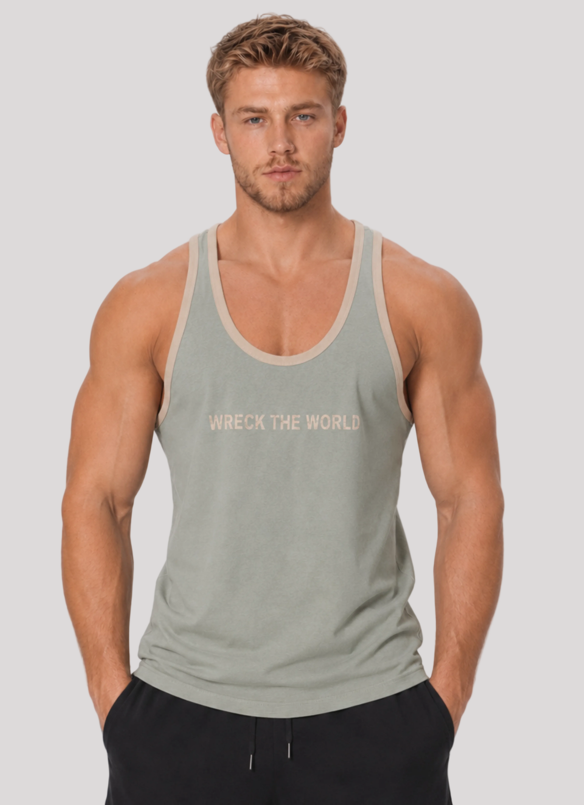 FADED GREEN Tank WRECK THE WORLD STRINGER