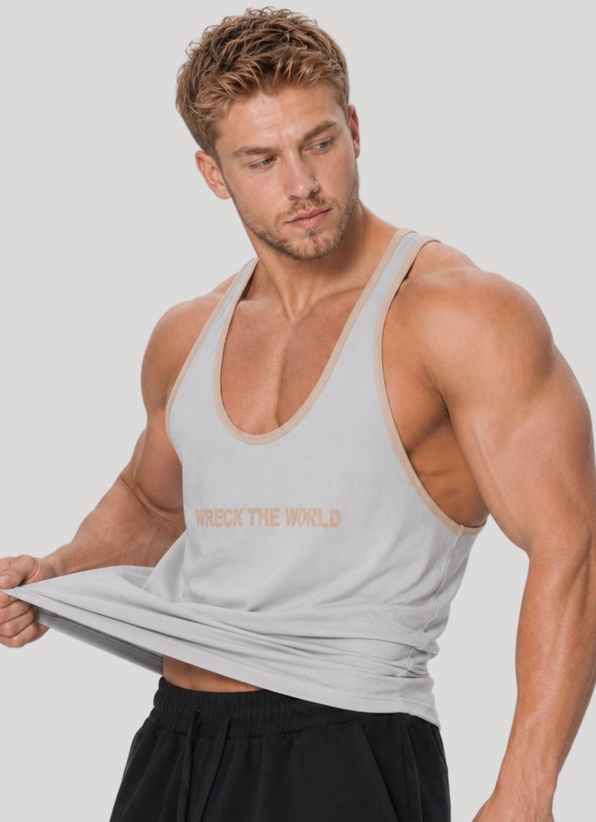 GREY Tank WRECK THE WORLD STRINGER