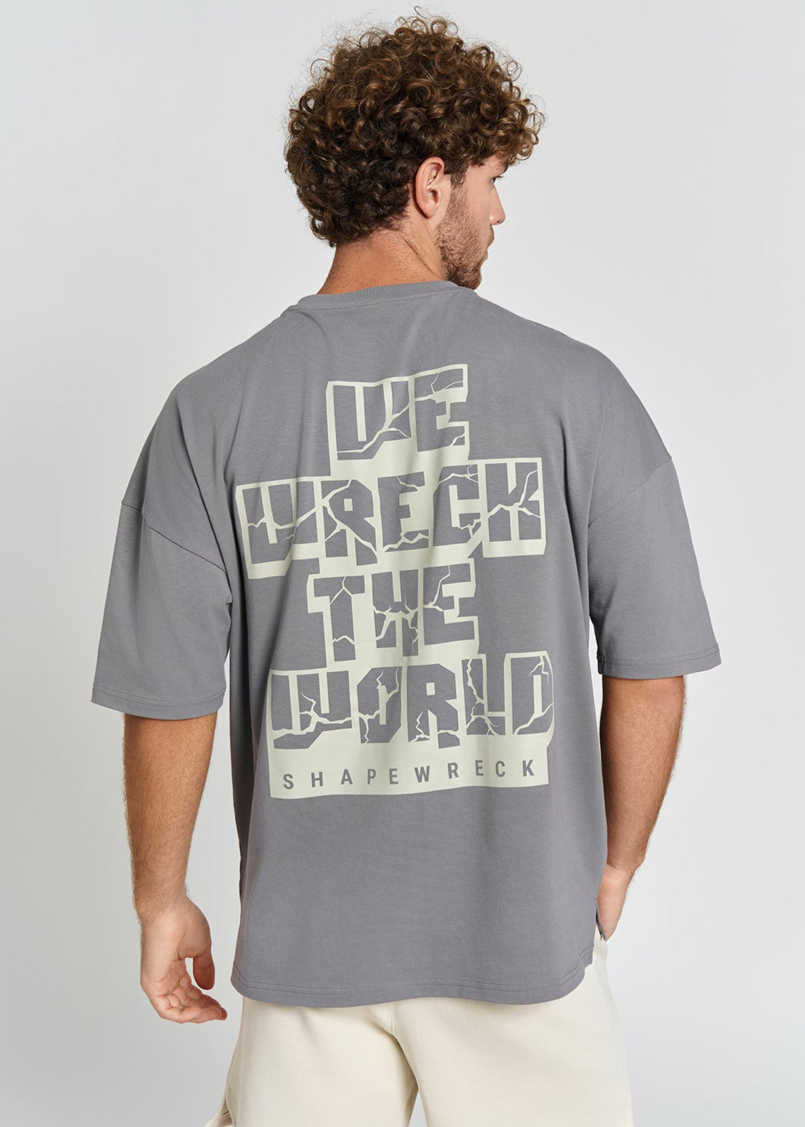 RHINO GREY Tshirt WRECK THE WORLD OVERSIZED TEE